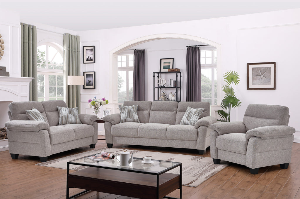 Falmouth sofa set in warm greige performance fabric