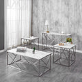 Westwood white marble glass coffee table set with chrome legs