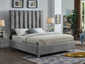 Lonsdale grey velvet chrome channel bed