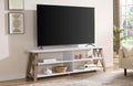 Islington 71 inch TV stand in white and natural wood