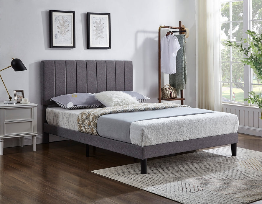 Delisle grey fabric adjustable bed with vertical tufting