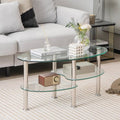 Spadina clear glass coffee table with chrome legs