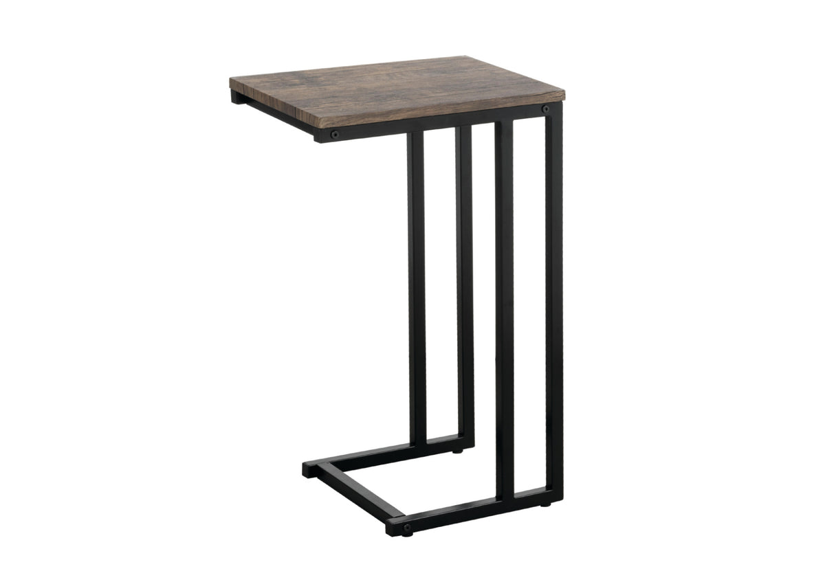 Leslieville C-shape side table in reclaimed wood look finish