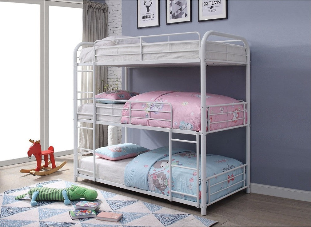 Elora white three-level triple bunk bed