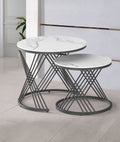Cliffside set of two round white marble-look coffee tables