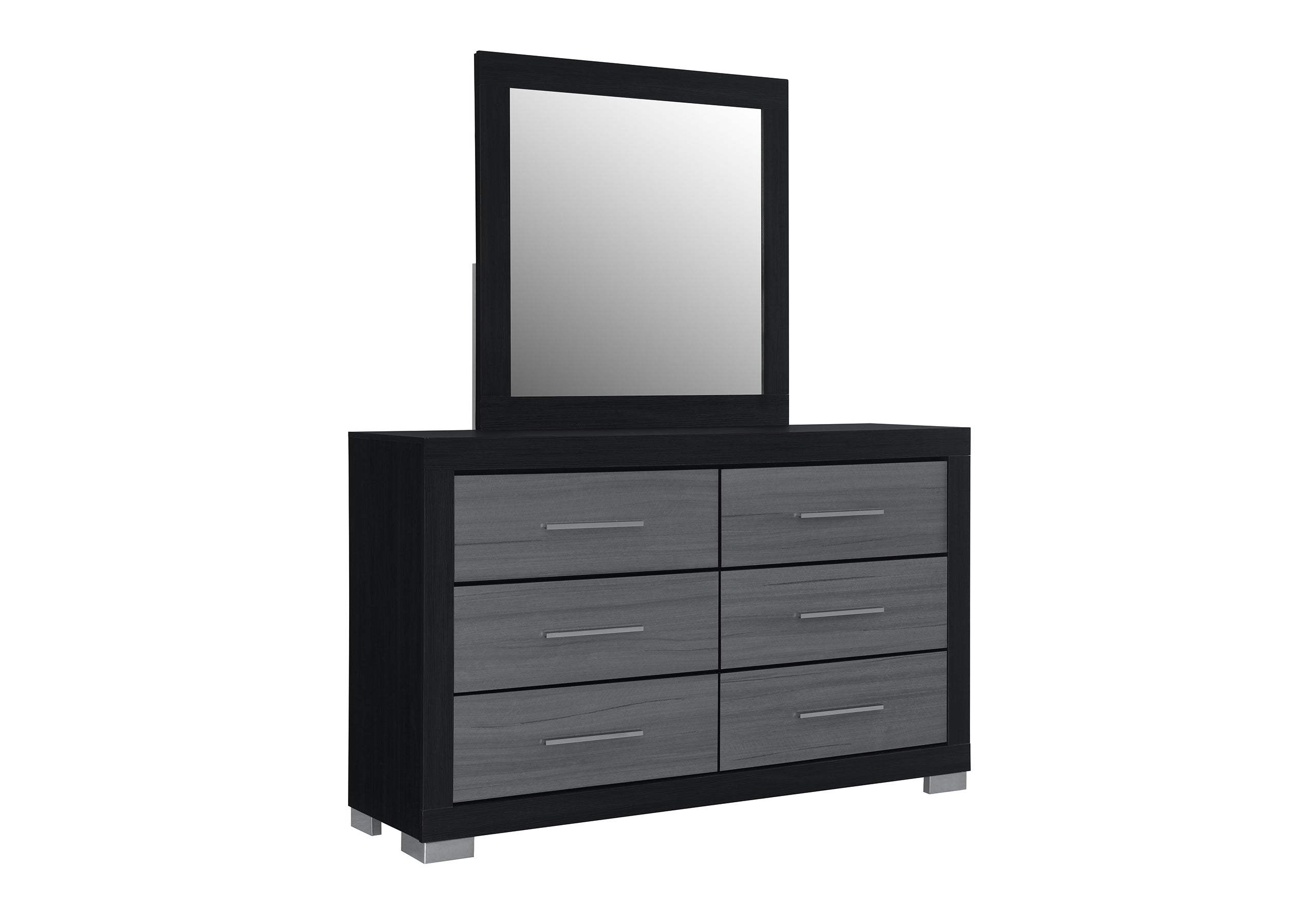 Emma Black-Grey nightstand in matching matte black finish