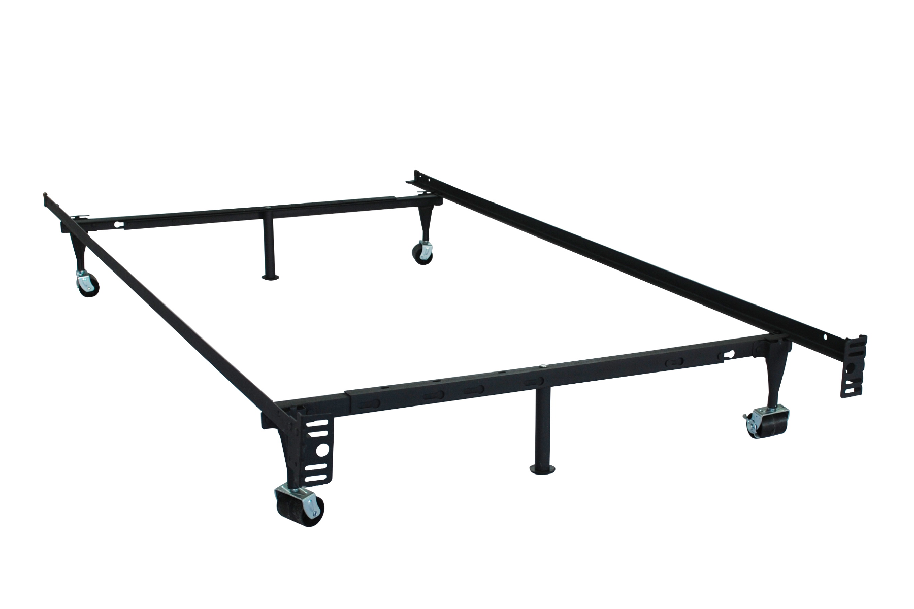 Barrie adjustable metal bed frame expanding from twin to queen