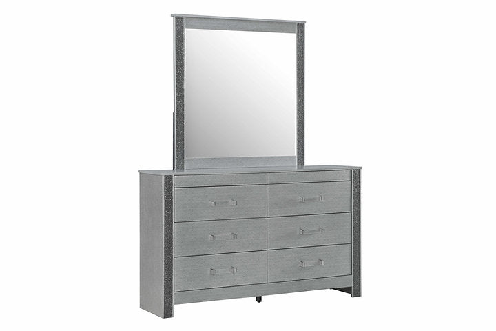 Logan-Silver Bedroom Collection – Glam Silver Finish with Crushed Crystal Accents & Disco Lights