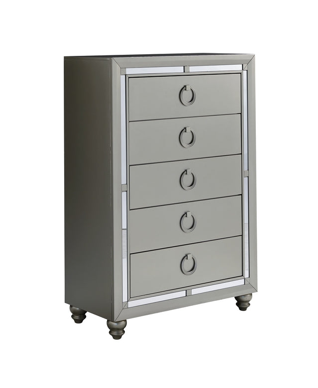 Riley Luna nightstand in matching silver finish