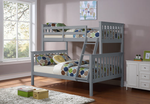 Grey mission-style single over double bunk bed for kids' rooms