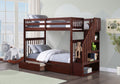 Rondeau espresso mission bunk bed with reversible stairs single over single
