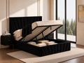 Fanshawe black velvet fan-tufted lift storage bed