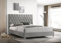 Castleton grey fabric bed with diamond button tufting