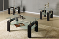 Runnymede 3-piece glass coffee table set with espresso and chrome