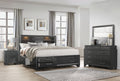Jordyn-Grey Ava platform bed with grey lacquer finish and lighted headboard