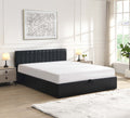 Beverley black faux-leather platform bed with hydraulic lift storage