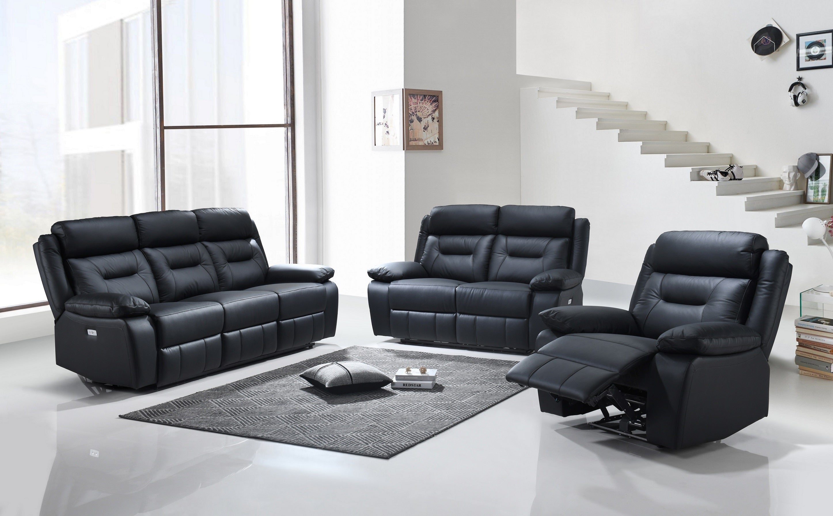 Tapscott power reclining sofa set in leather match