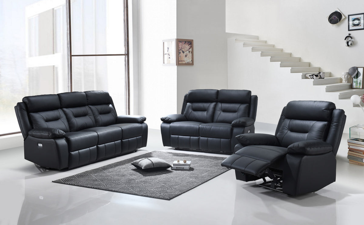 Malvern power reclining sofa set in light grey and brown