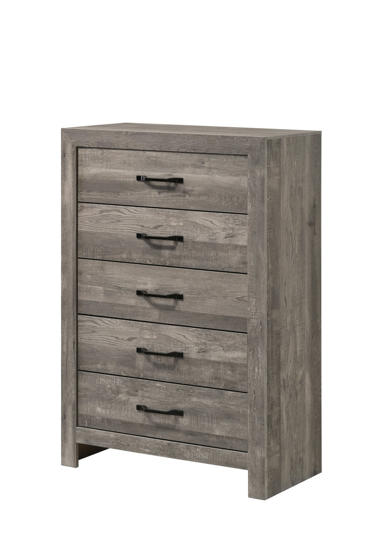 Charlotte chest and dresser with mirror in driftwood gray finish