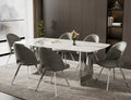 Schomberg 7-piece dining set with snow white marble top