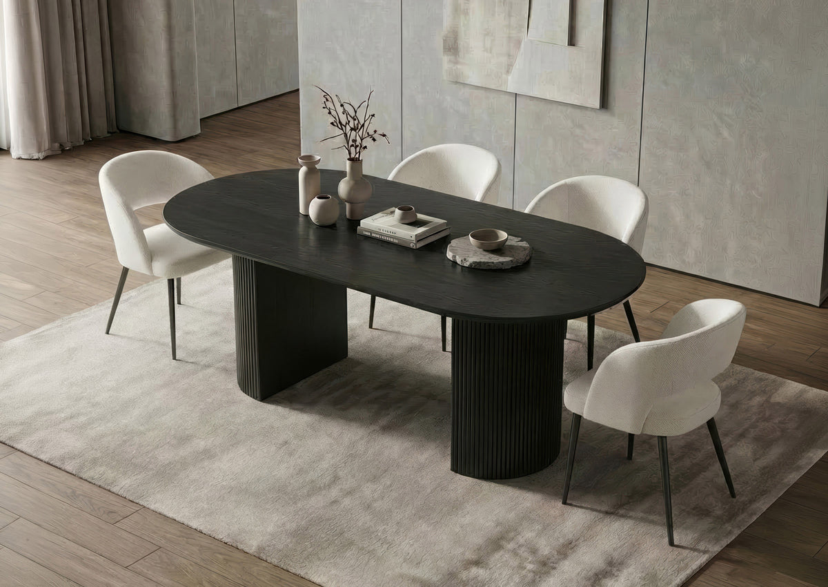 Kimberley 7-piece dining set with oval midnight black table