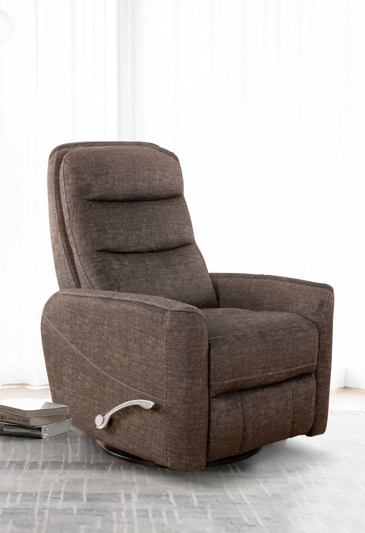 Delaware fabric recliner in three warm tones