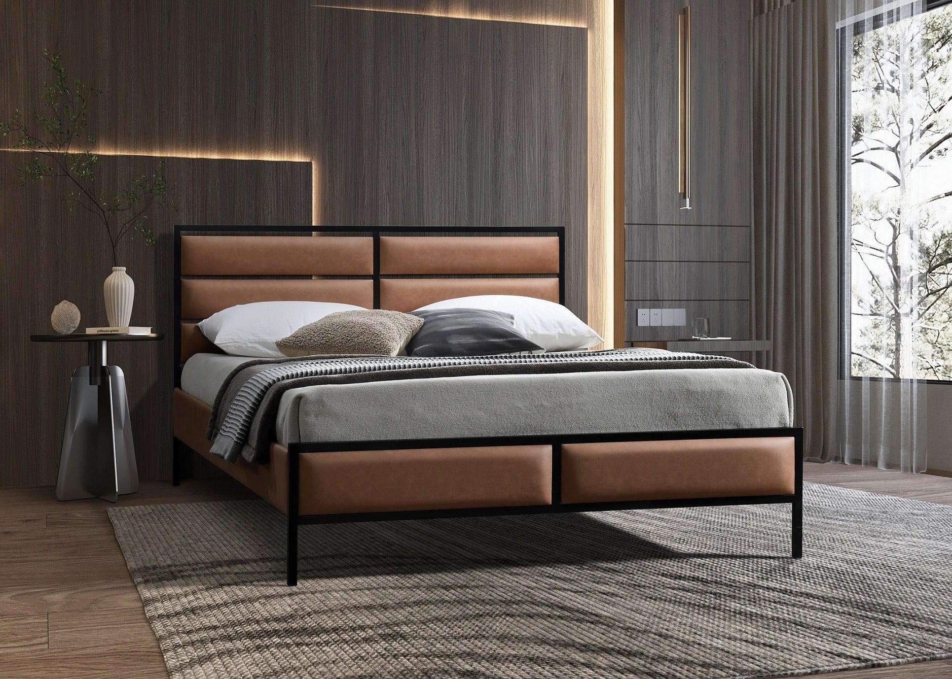 Foundry espresso modern industrial bed