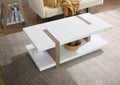 Swansea white coffee table with natural wood inserts