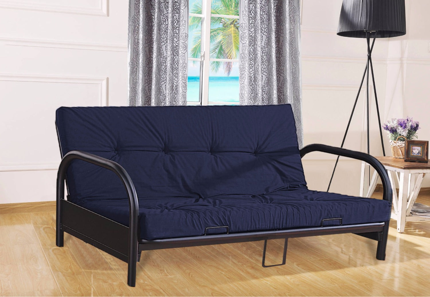 Melrose black metal futon frame