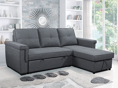 Lyall grey sofa bed sectional with reversible chaise