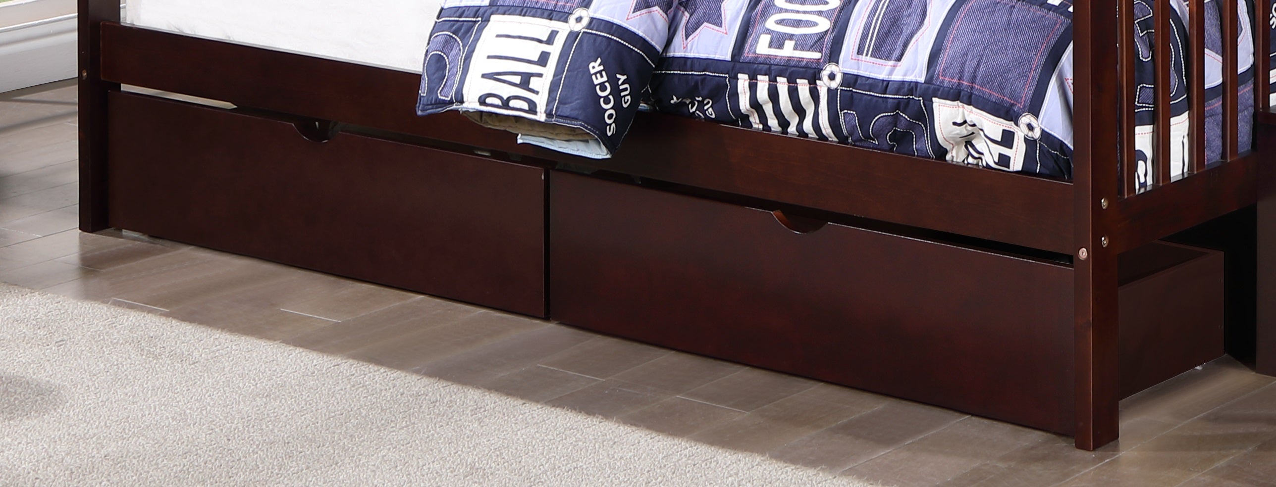 Bunk bed storage drawer set in espresso