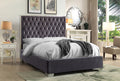 Monarch grey velvet bed with chrome trim