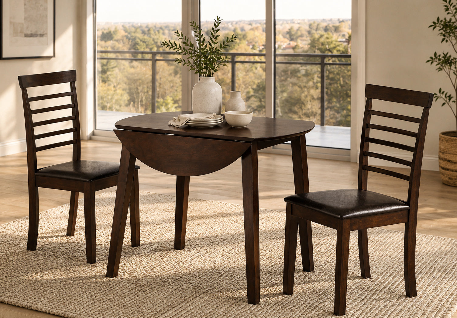 Toronto 3-piece dinette set in espresso with alternate chair style