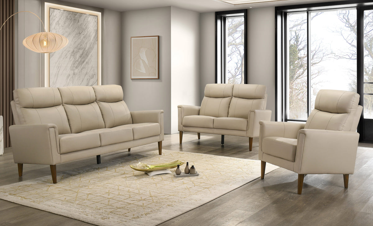 Westlake cream beige leather match sofa set