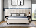 Westmount beige velvet bed with floating nightstands