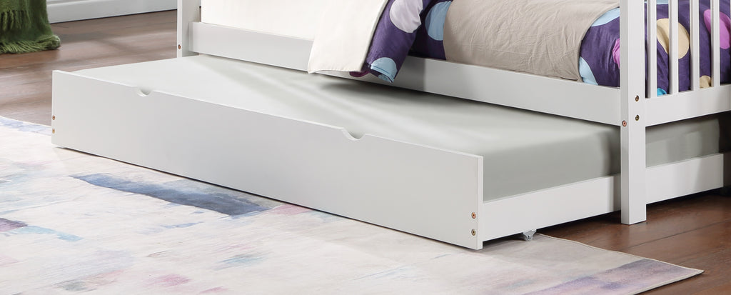 39-inch single pull-out trundle bed in white for bunk beds