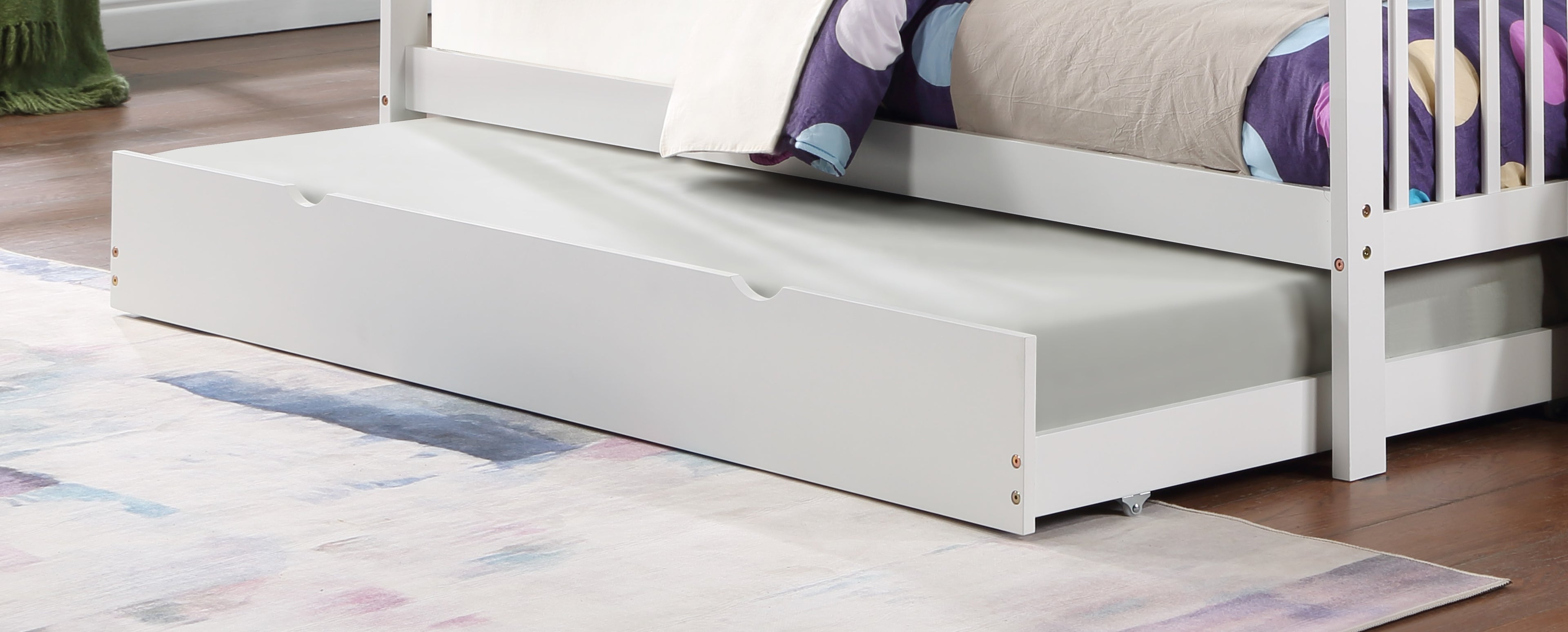 39-inch single pull-out trundle bed in white for bunk beds