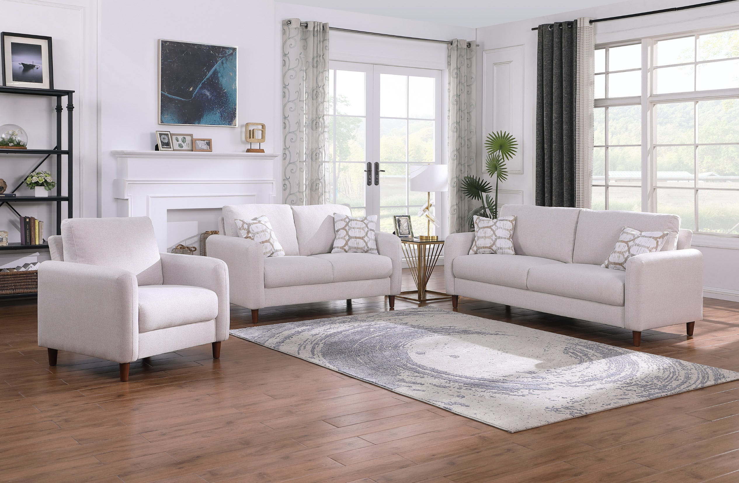 Linden light beige linen sofa set
