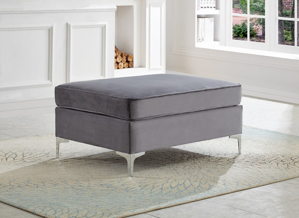 Sherwood grey velvet ottoman