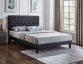 Farnham black faux-leather adjustable bed with button tufting