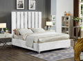 Lonsdale white velvet chrome channel bed