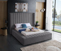 Balliol grey velvet bed with footboard storage benches
