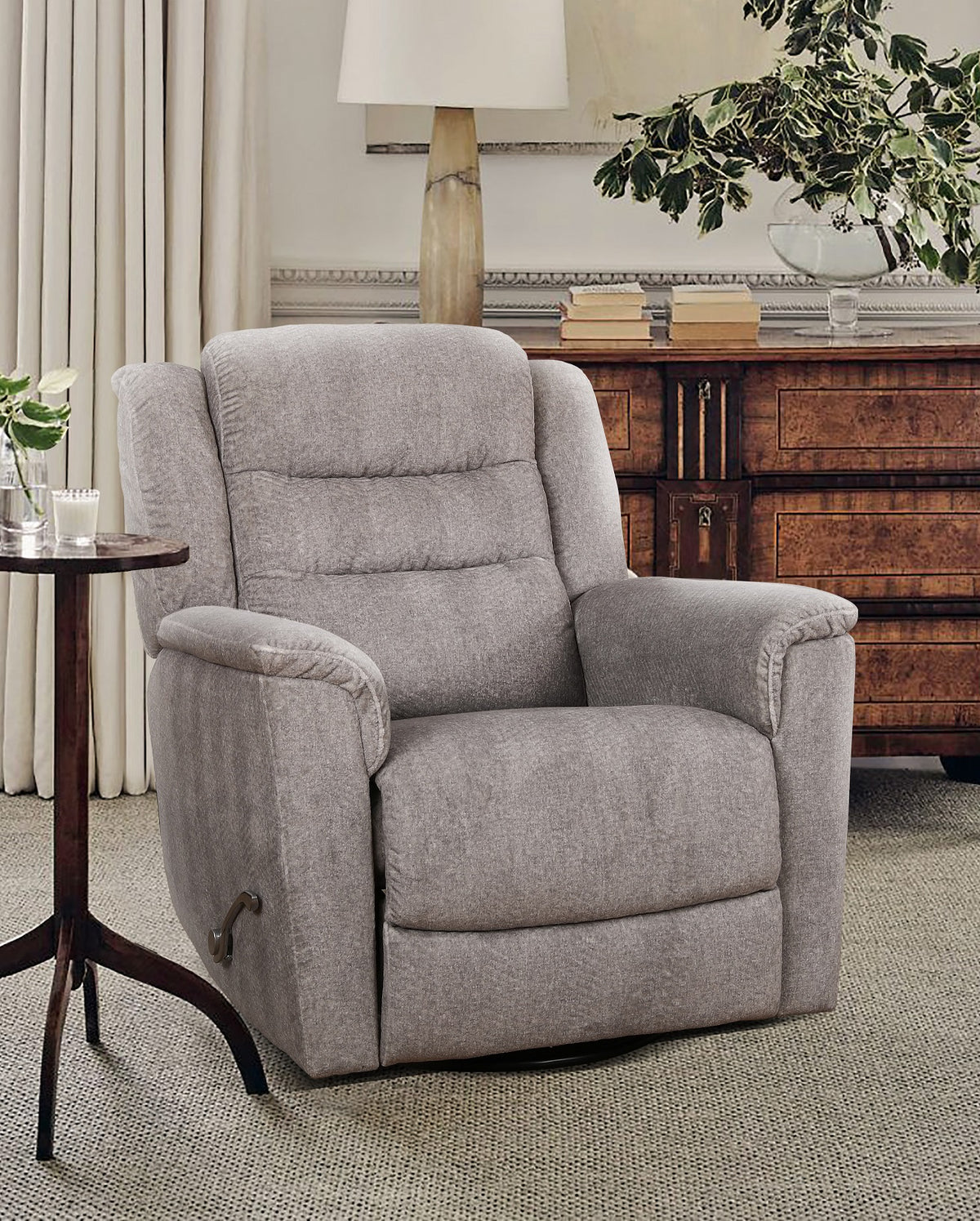 Campbell fabric recliner with steel handle