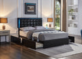 Shaftesbury black faux-leather storage bed with LED lighting