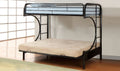 Dovercourt black steel futon bunk bed with single top bunk and futon sofa below