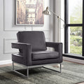Vermont grey velvet accent chair with chrome base