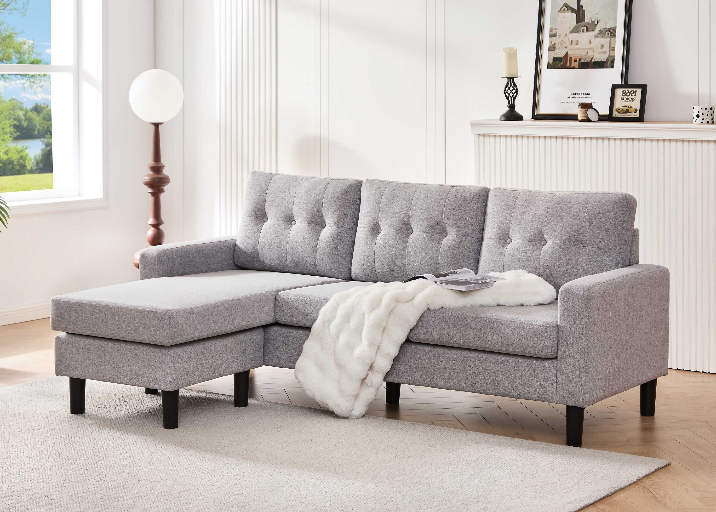 Langley grey sectional with reversible chaise