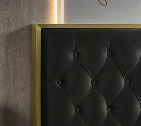 Chloe bedroom collection black velvet bed with gold legs