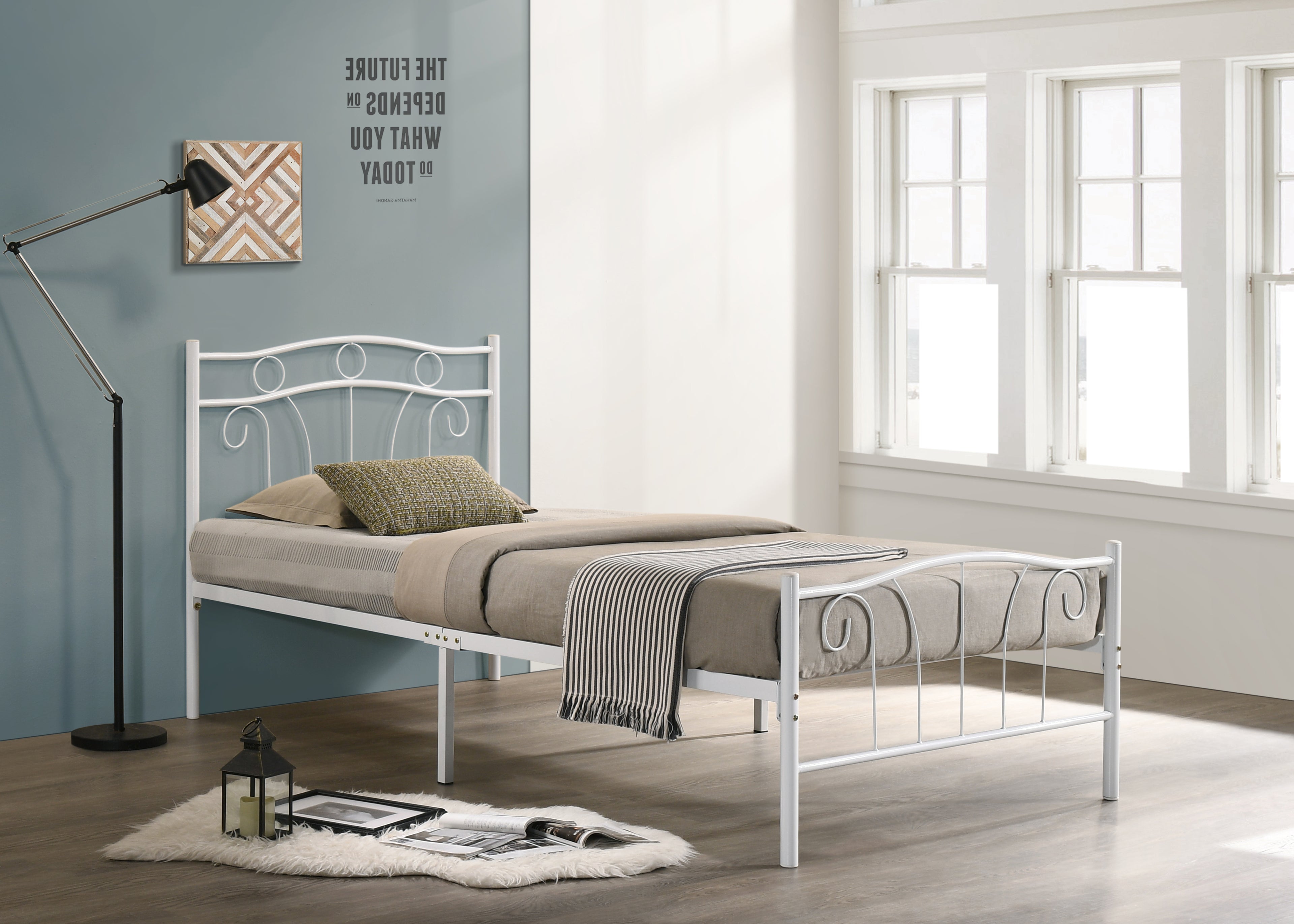 Beaches white metal bed frame