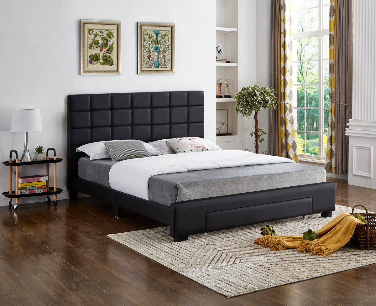 Sudbury black faux-leather bed in a box
